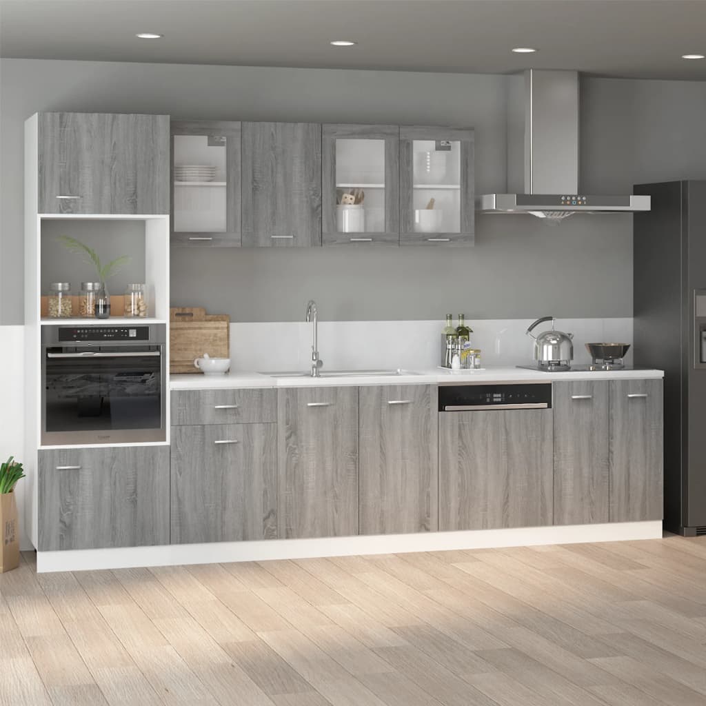 vidaXL Dulap cuptor microunde “Lyon”, gri sonoma, 60x57x207cm vidaXL Dulap cuptor microunde “Lyon”, gri sonoma, 60x57x207cm