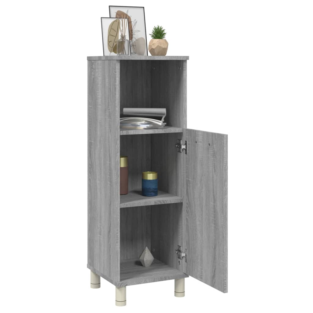 vidaXL Dulap de baie, gri sonoma, 30x30x95 cm, lemn prelucrat