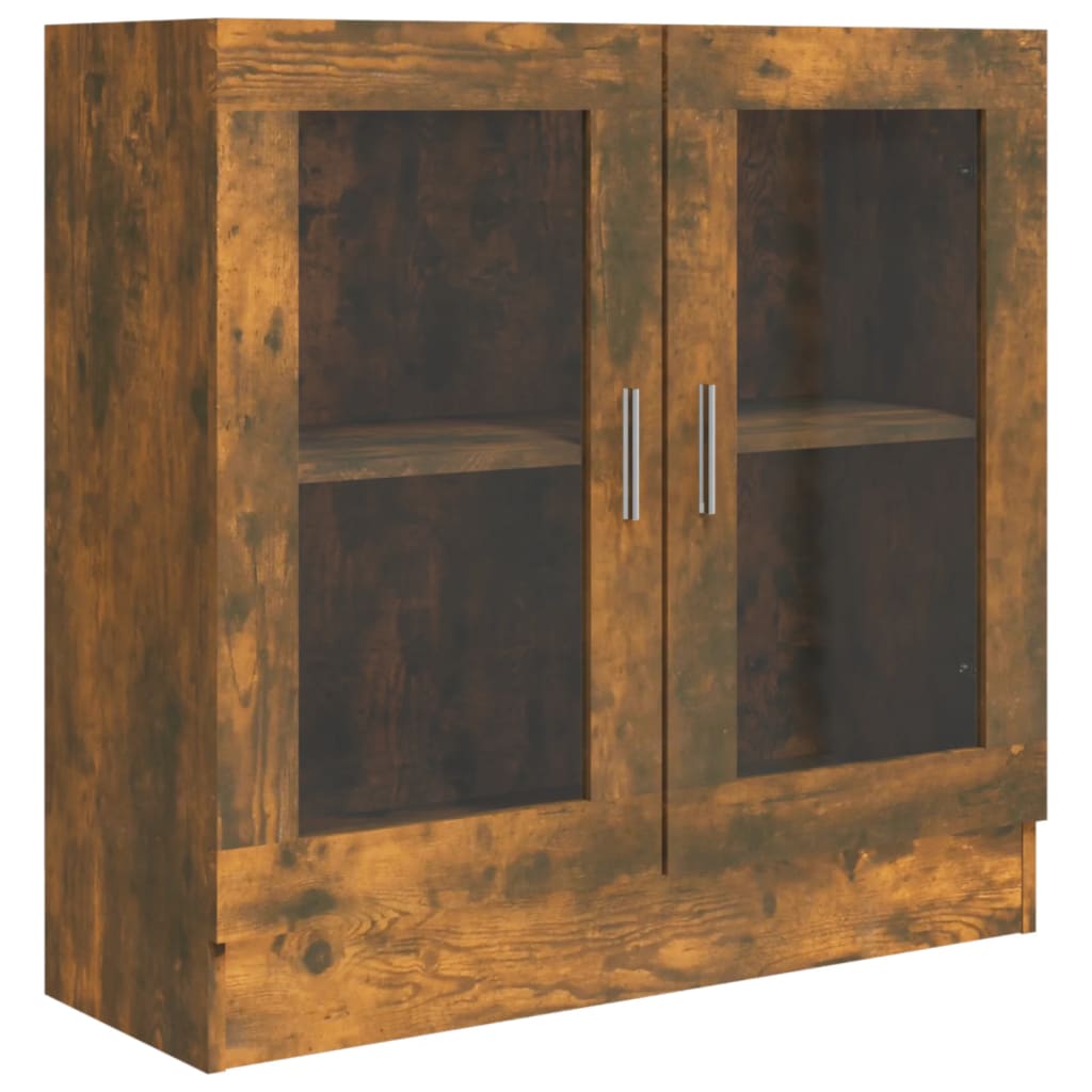 vidaXL Dulap cu vitrină, stejar fumuriu 82,5x30,5x80 cm lemn prelucrat vidaXL Dulap cu vitrină, stejar fumuriu 82,5x30,5x80 cm lemn prelucrat