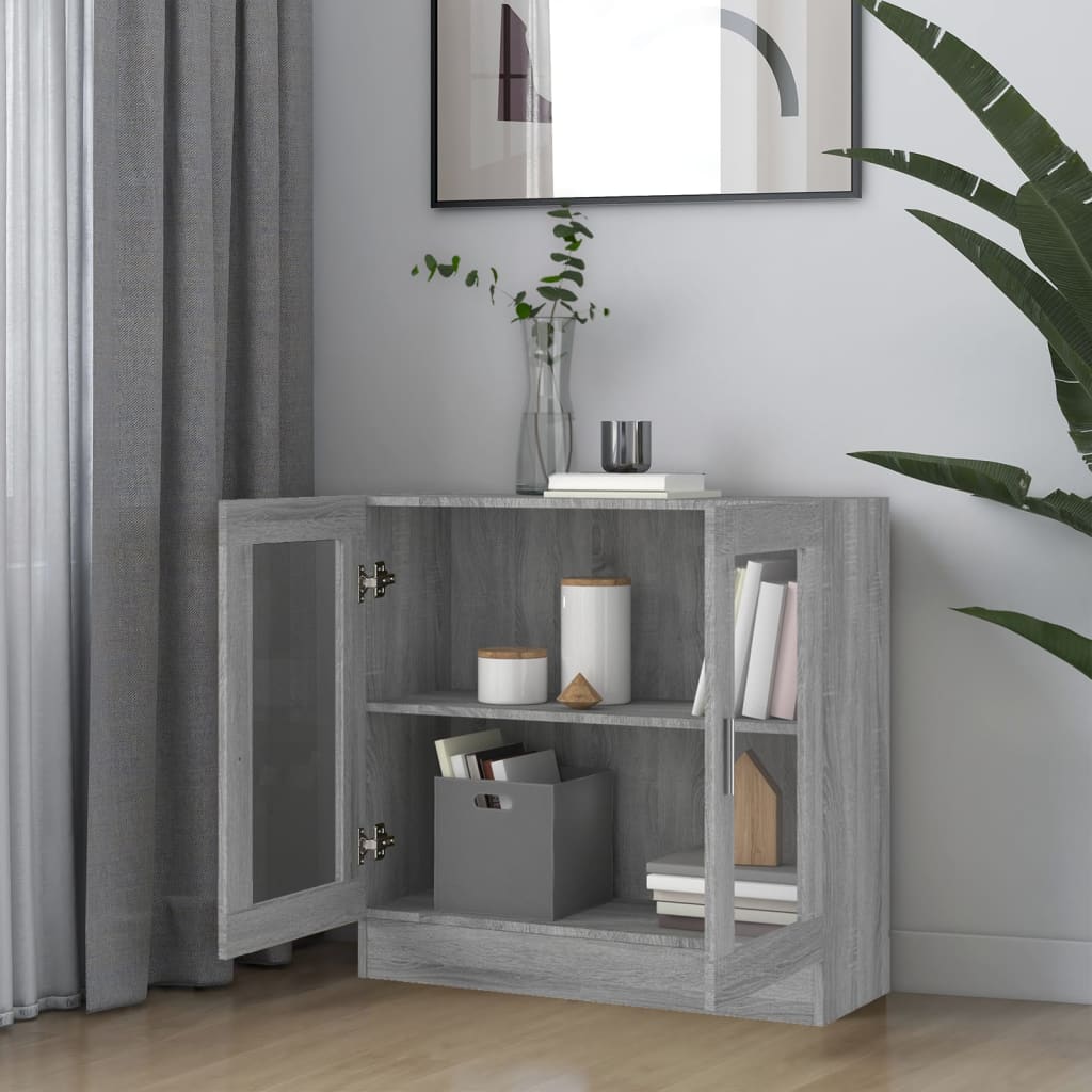 vidaXL Dulap cu vitrină, gri sonoma, 82,5x30,5x80 cm, lemn prelucrat vidaXL Dulap cu vitrină, gri sonoma, 82,5x30,5x80 cm, lemn prelucrat