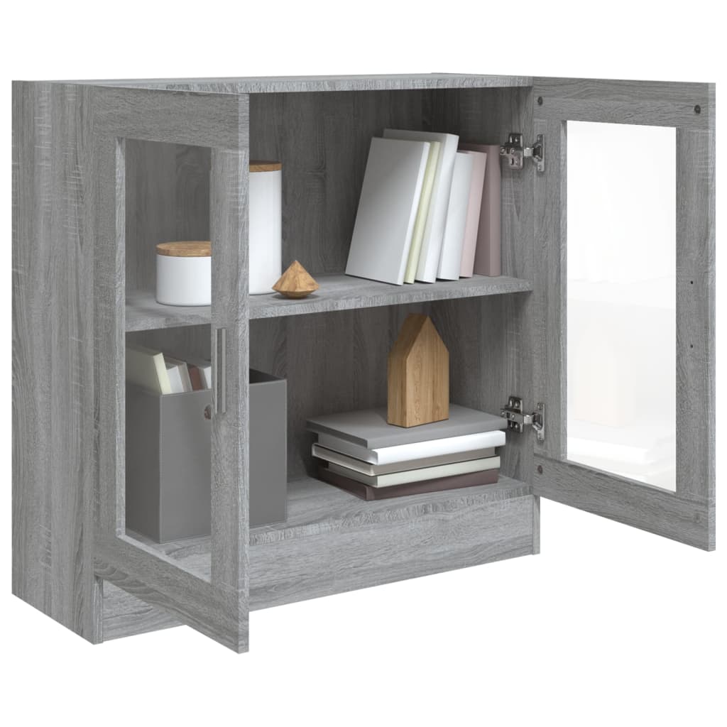 vidaXL Dulap cu vitrină, gri sonoma, 82,5x30,5x80 cm, lemn prelucrat vidaXL Dulap cu vitrină, gri sonoma, 82,5x30,5x80 cm, lemn prelucrat