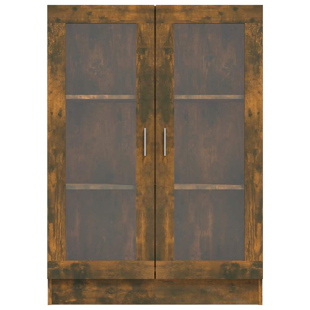 vidaXL Dulap vitrină, stejar fumuriu, 82,5x30,5x115 cm, lemn prelucrat