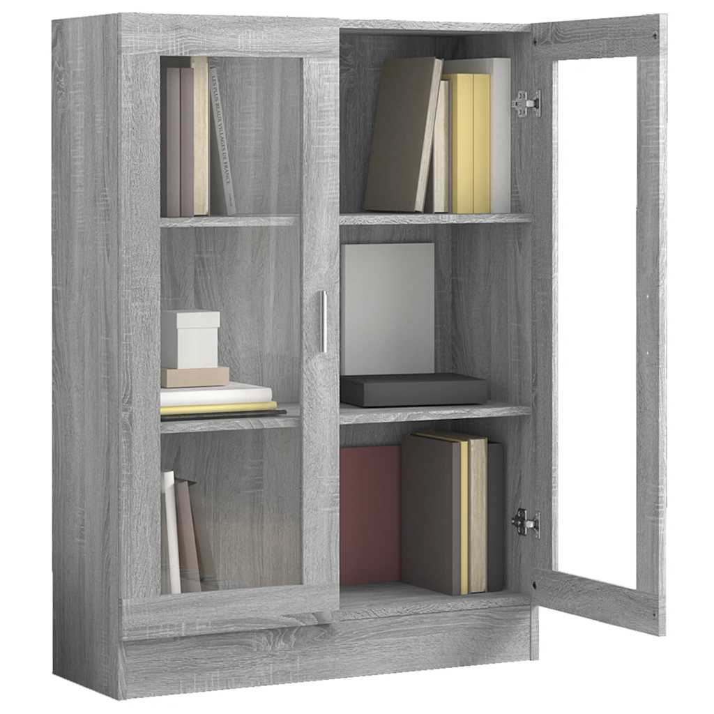vidaXL Dulap vitrină, gri sonoma, 82,5x30,5x115 cm, lemn prelucrat
