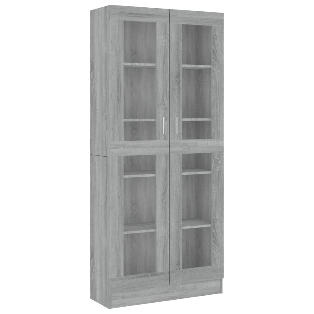 vidaXL Dulap vitrină, gri sonoma, 82,5x30,5x185,5 cm, lemn prelucrat