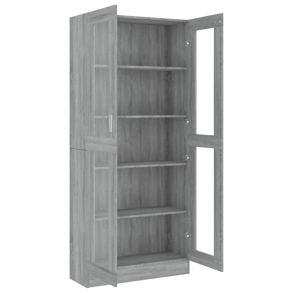 vidaXL Dulap vitrină, gri sonoma, 82,5x30,5x185,5 cm, lemn prelucrat