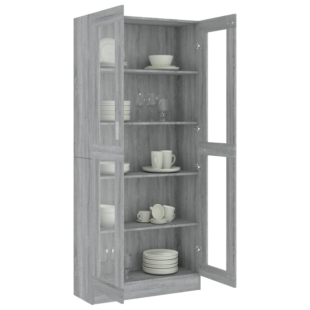 vidaXL Dulap vitrină, gri sonoma, 82,5x30,5x185,5 cm, lemn prelucrat