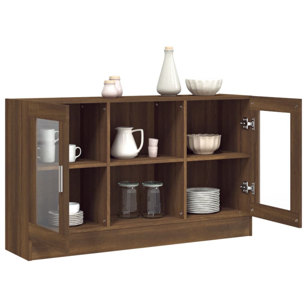 vidaXL Dulap vitrină, stejar maro, 120x30,5x70 cm, lemn prelucrat vidaXL Dulap vitrină, stejar maro, 120x30,5x70 cm, lemn prelucrat