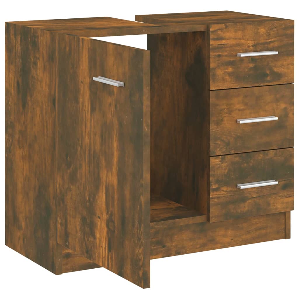 vidaXL Dulap de chiuvetă, stejar fumuriu, 63x30x54 cm, lemn prelucrat vidaXL Dulap de chiuvetă, stejar fumuriu, 63x30x54 cm, lemn prelucrat