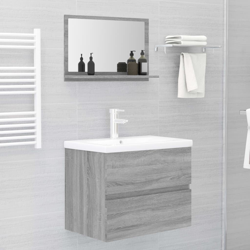 vidaXL Oglindă de baie, gri sonoma, 60x10,5x37 cm, lemn compozit