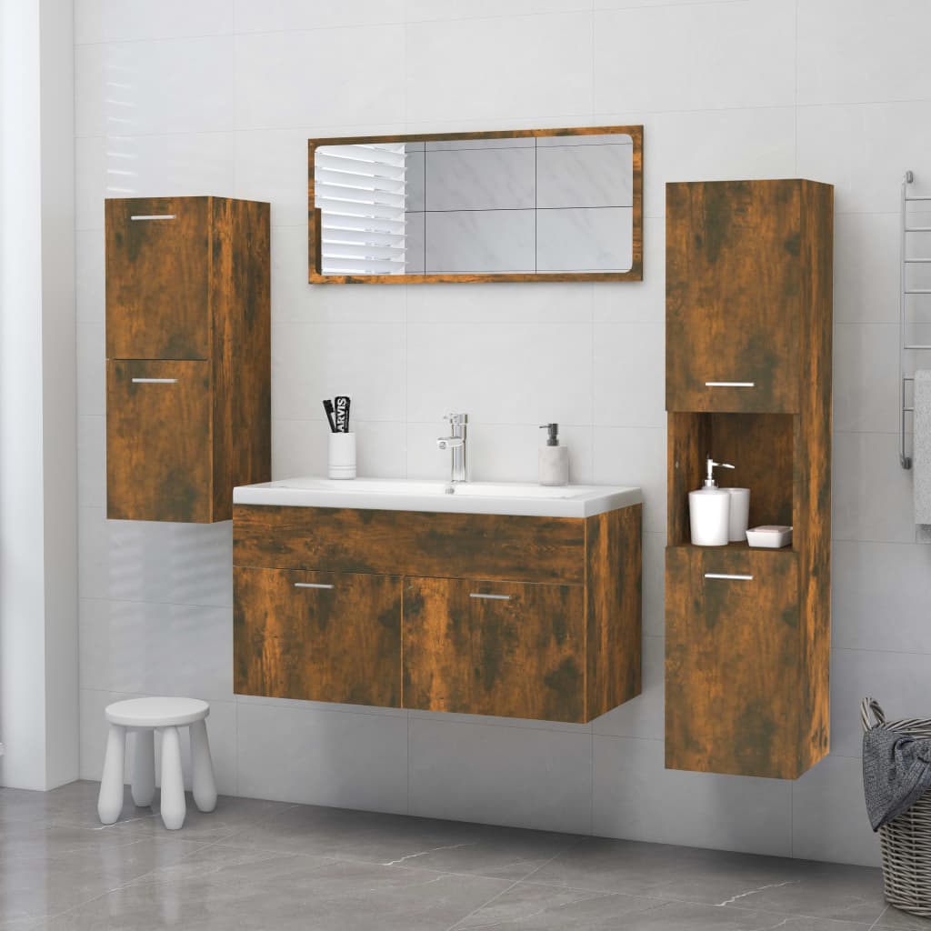 vidaXL Dulap de baie, stejar fumuriu, 30x30x130 cm, lemn prelucrat vidaXL Dulap de baie, stejar fumuriu, 30x30x130 cm, lemn prelucrat