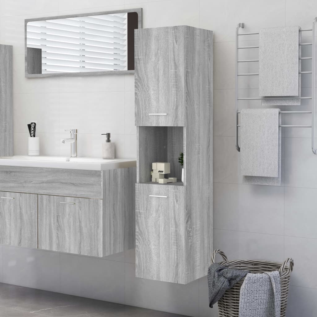vidaXL Dulap de baie, sonoma gri, 30x30x130 cm, lemn prelucrat vidaXL Dulap de baie, sonoma gri, 30x30x130 cm, lemn prelucrat