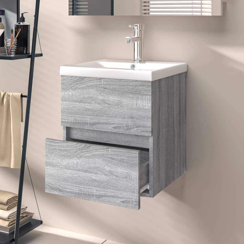 vidaXL Dulap de chiuvetă, sonoma gri, 41x38,5x45 cm, lemn prelucrat vidaXL Dulap de chiuvetă, sonoma gri, 41x38,5x45 cm, lemn prelucrat