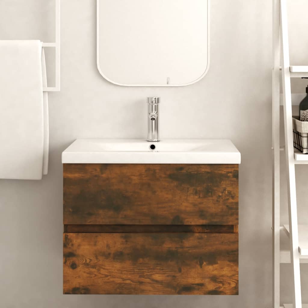 vidaXL Dulap chiuvetă, stejar fumuriu, 60x38,5x45 cm, lemn prelucrat