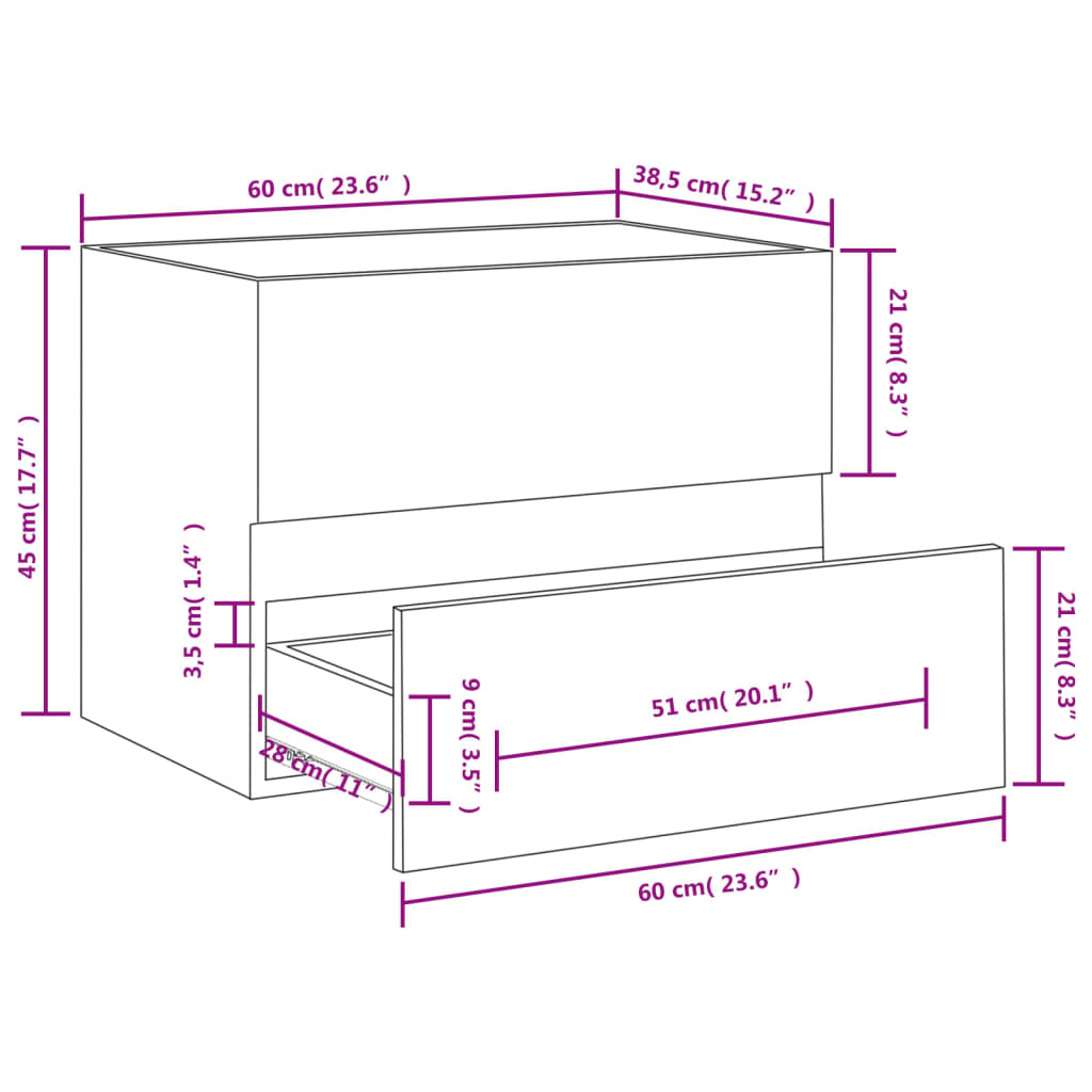 vidaXL Dulap chiuvetă, stejar fumuriu, 60x38,5x45 cm, lemn prelucrat