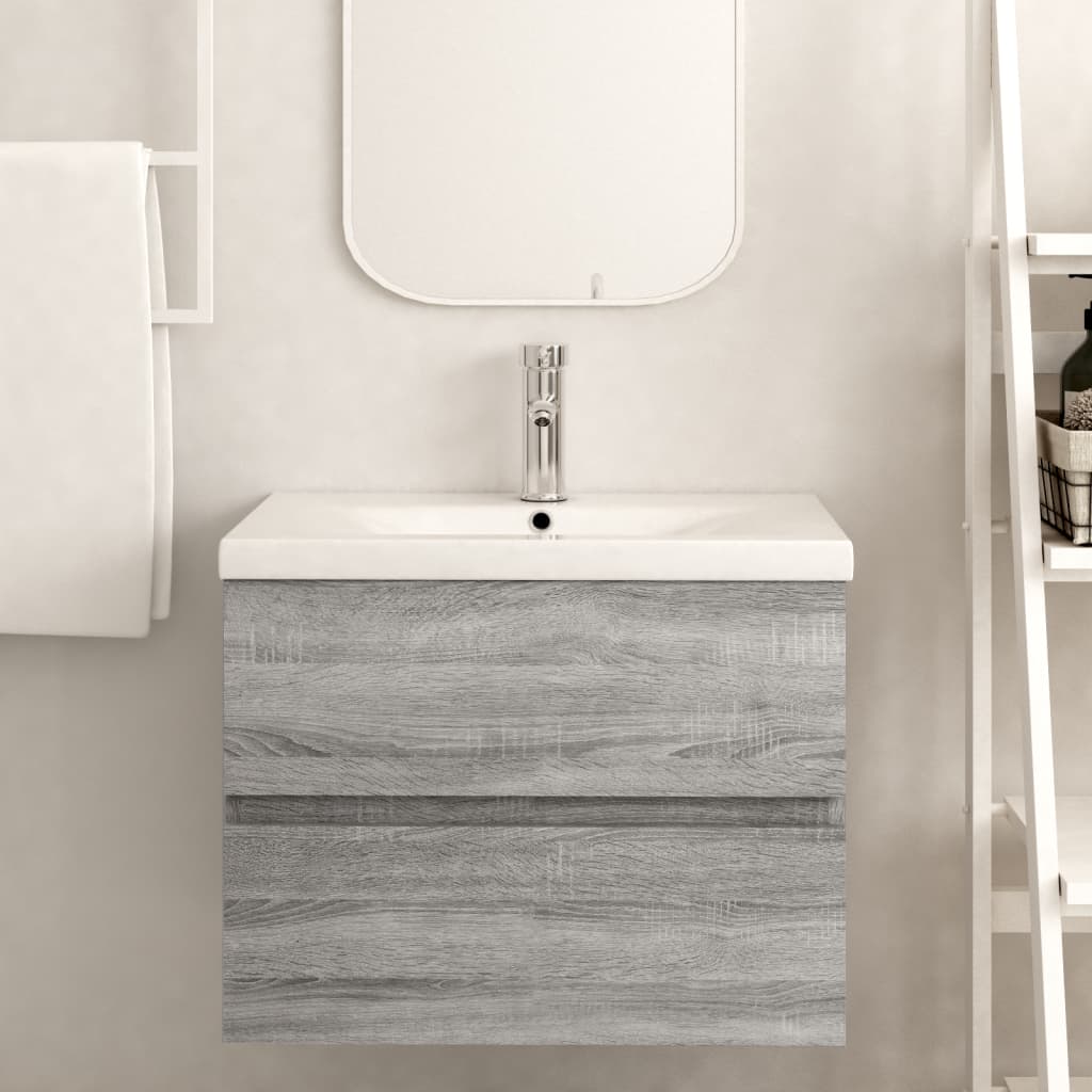 vidaXL Dulap de chiuvetă, sonoma gri, 60x38,5x45 cm, lemn prelucrat vidaXL Dulap de chiuvetă, sonoma gri, 60x38,5x45 cm, lemn prelucrat