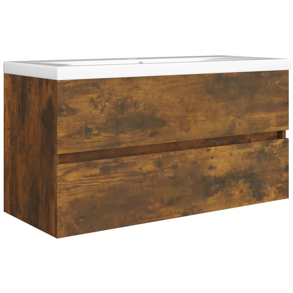 vidaXL Dulap chiuvetă, stejar fumuriu, 90x38,5x45 cm, lemn prelucrat vidaXL Dulap chiuvetă, stejar fumuriu, 90x38,5x45 cm, lemn prelucrat