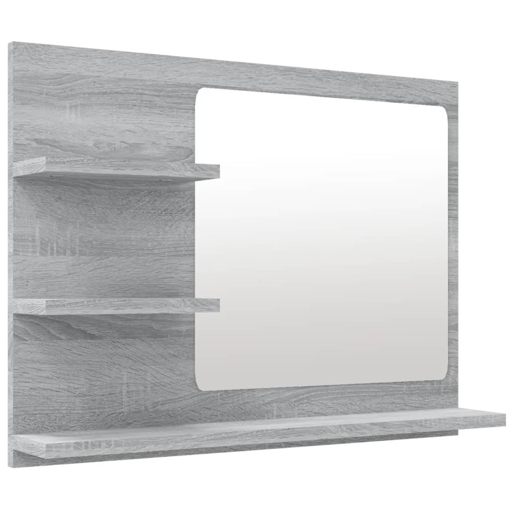 vidaXL Oglindă de baie, gri sonoma, 60x10,5x45 cm, lemn compozit
