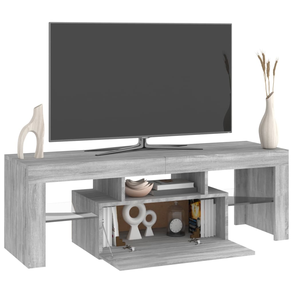 vidaXL Comodă TV cu lumini LED, gri sonoma, 120x35x40 cm vidaXL Comodă TV cu lumini LED, gri sonoma, 120x35x40 cm