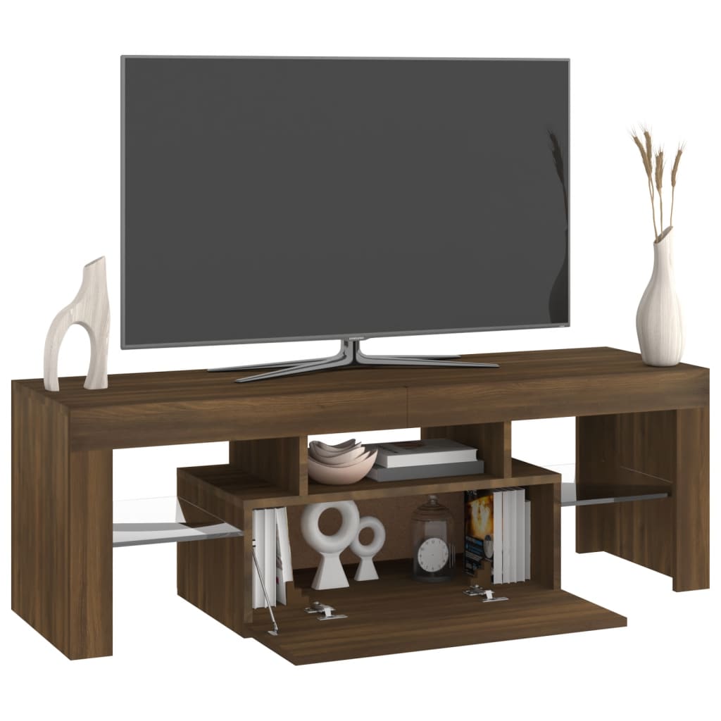vidaXL Comodă TV cu lumini LED, stejar maro, 120x35x40 cm