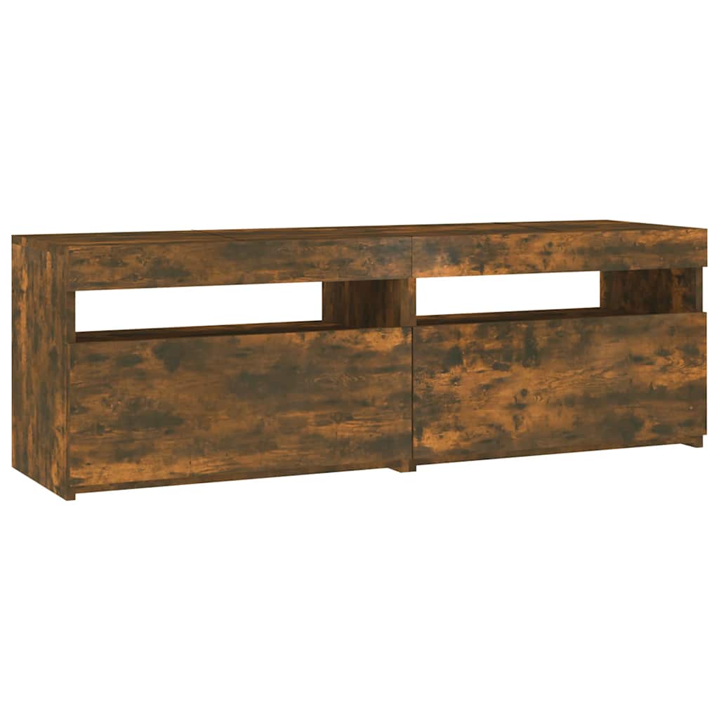 vidaXL Comodă TV cu lumini LED, stejar fumuriu, 120x35x40 cm