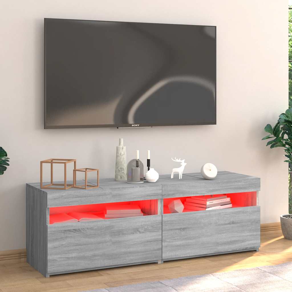 vidaXL Comodă TV cu lumini LED, gri sonoma, 120x35x40 cm vidaXL Comodă TV cu lumini LED, gri sonoma, 120x35x40 cm