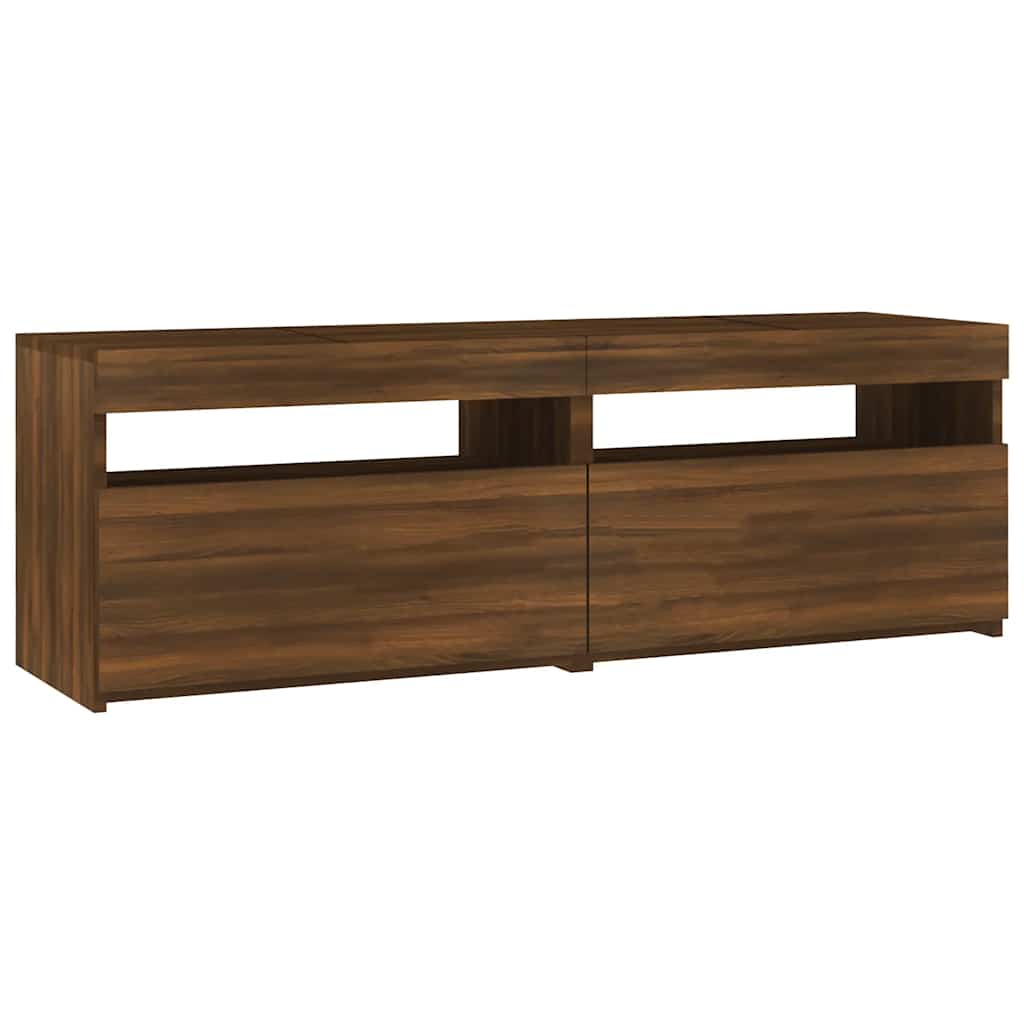 vidaXL Comodă TV cu lumini LED, stejar maro, 120x35x40 cm