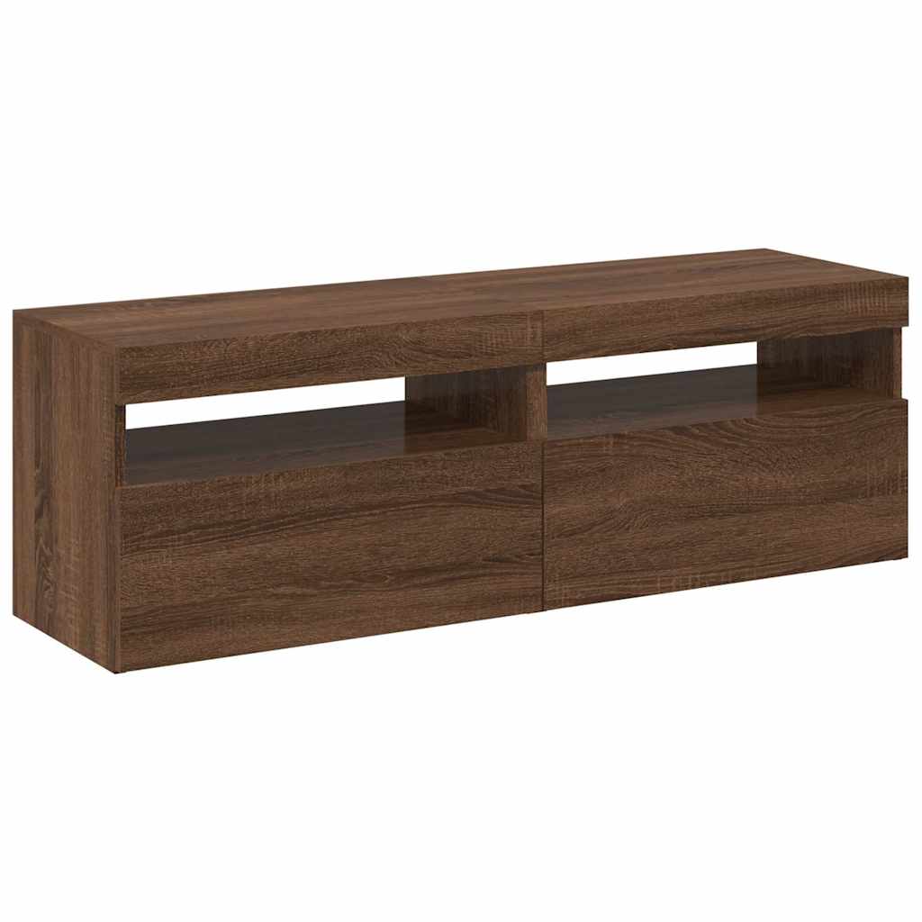 vidaXL Comode TV cu lumini LED, 2 buc., stejar maro, 60x35x40 cm