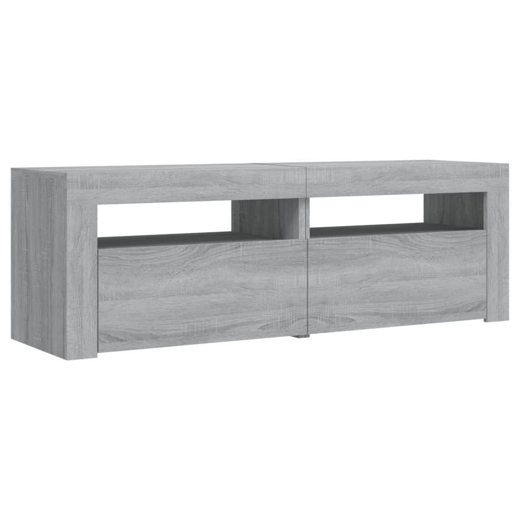 vidaXL Comodă TV cu lumini LED, gri sonoma, 120x35x40 cm vidaXL Comodă TV cu lumini LED, gri sonoma, 120x35x40 cm