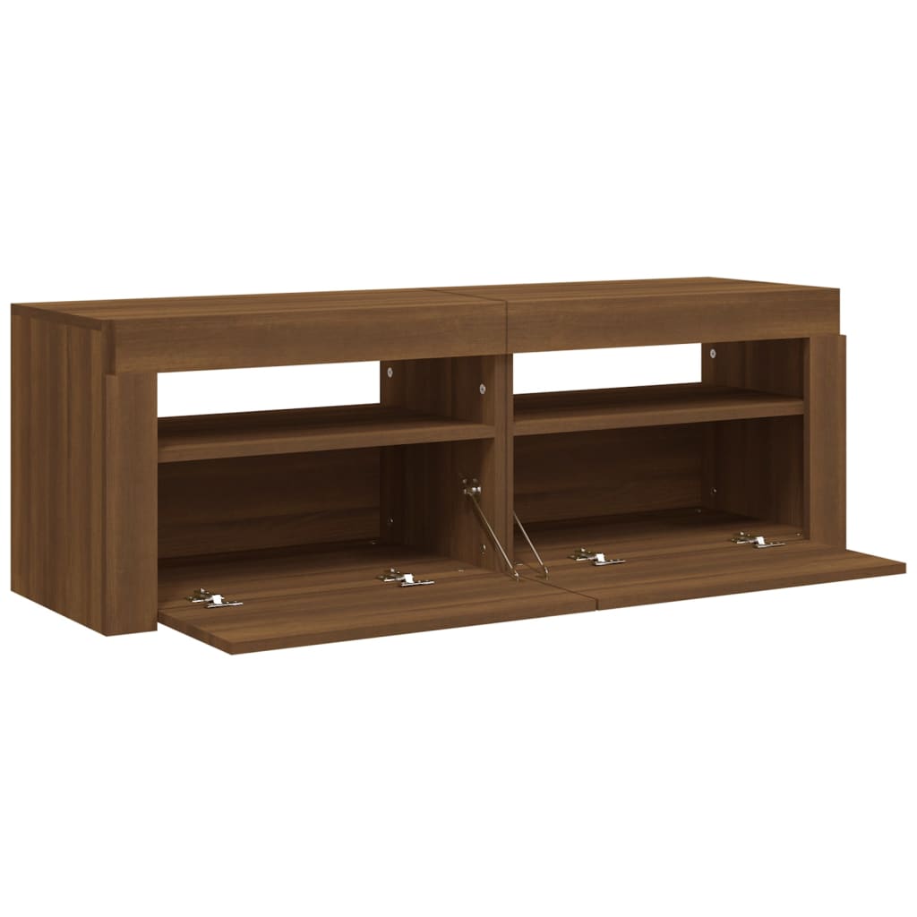 vidaXL Comodă TV cu lumini LED, stejar maro, 120x35x40 cm