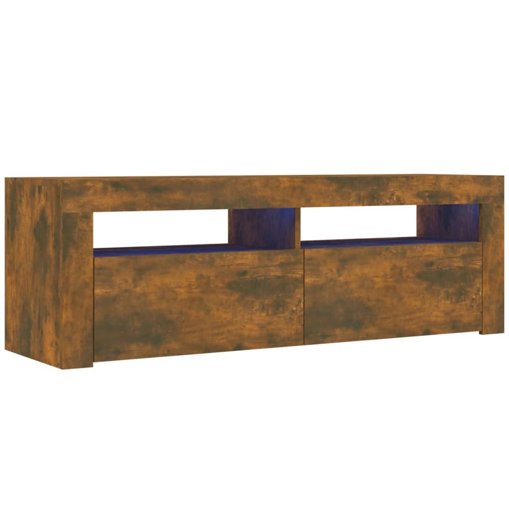 vidaXL Comodă TV cu lumini LED, stejar fumuriu, 120x35x40 cm vidaXL Comodă TV cu lumini LED, stejar fumuriu, 120x35x40 cm