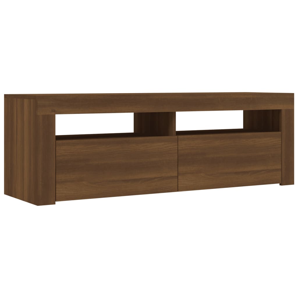 vidaXL Comodă TV cu lumini LED, stejar maro, 120x35x40 cm