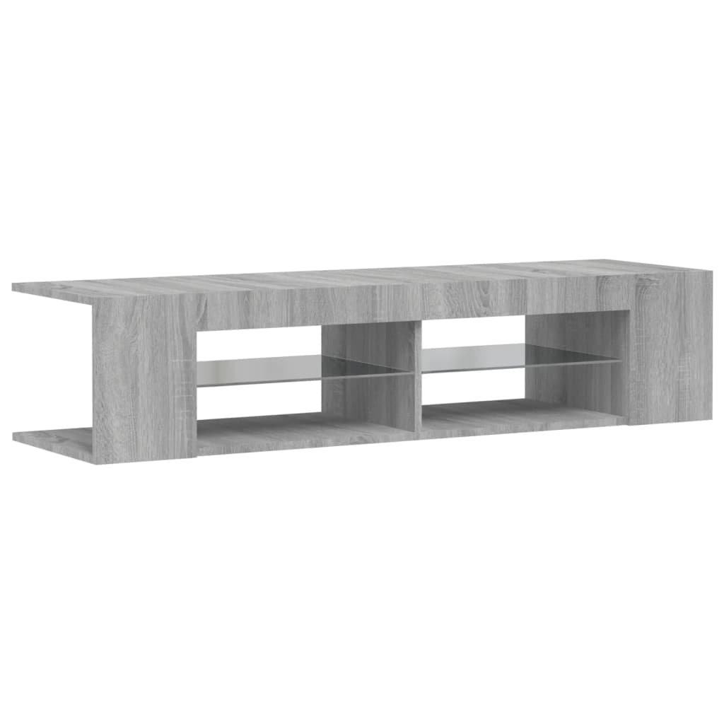 vidaXL Comodă TV cu lumini LED, gri sonoma, 135x39x30 cm vidaXL Comodă TV cu lumini LED, gri sonoma, 135x39x30 cm