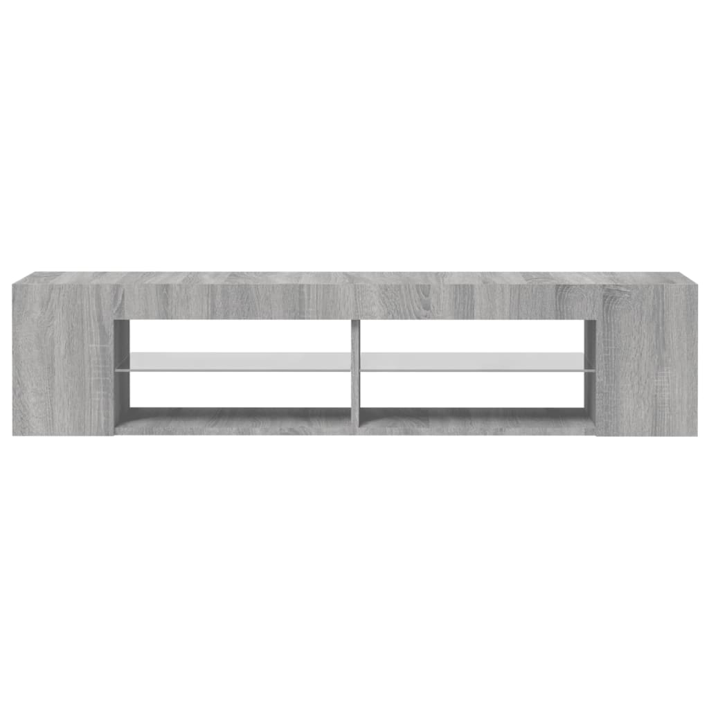 vidaXL Comodă TV cu lumini LED, gri sonoma, 135x39x30 cm vidaXL Comodă TV cu lumini LED, gri sonoma, 135x39x30 cm