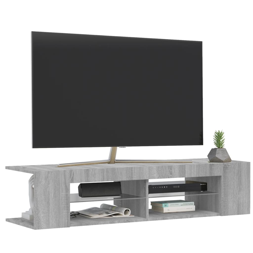 vidaXL Comodă TV cu lumini LED, gri sonoma, 135x39x30 cm vidaXL Comodă TV cu lumini LED, gri sonoma, 135x39x30 cm