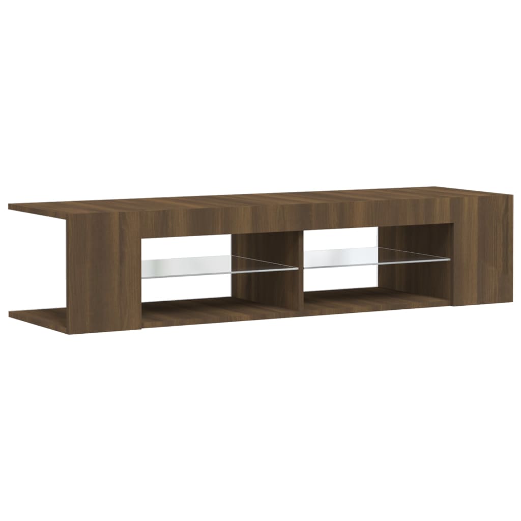 vidaXL Comodă TV cu lumini LED, stejar maro, 135x39x30 cm