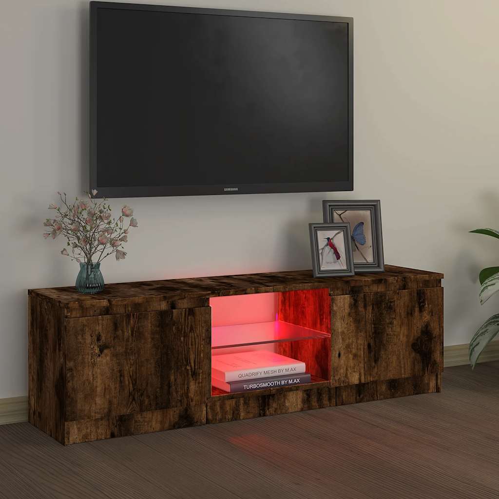 vidaXL Comodă TV cu lumini LED, stejar fumuriu, 120x30x36 cm vidaXL Comodă TV cu lumini LED, stejar fumuriu, 120x30x36 cm