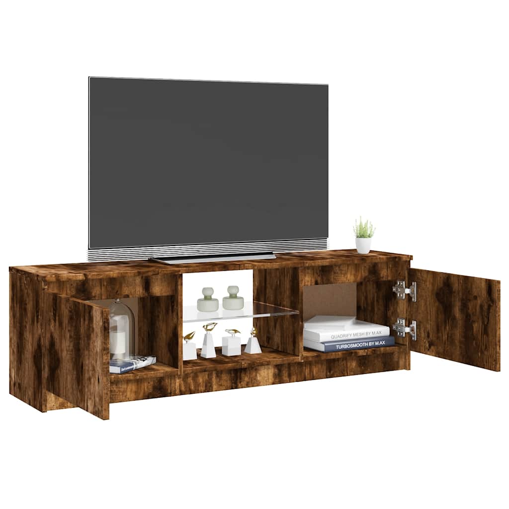 vidaXL Comodă TV cu lumini LED, stejar fumuriu, 120x30x36 cm vidaXL Comodă TV cu lumini LED, stejar fumuriu, 120x30x36 cm