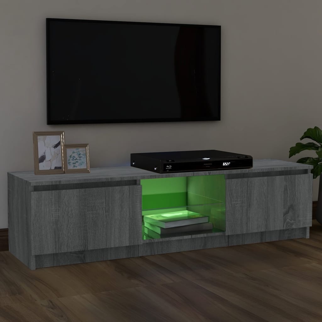 vidaXL Comodă TV cu lumini LED, gri sonoma, 120x30x36 cm vidaXL Comodă TV cu lumini LED, gri sonoma, 120x30x36 cm