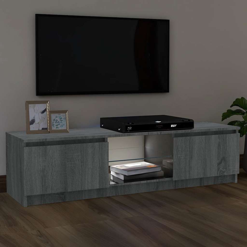 vidaXL Comodă TV cu lumini LED, gri sonoma, 120x30x36 cm vidaXL Comodă TV cu lumini LED, gri sonoma, 120x30x36 cm