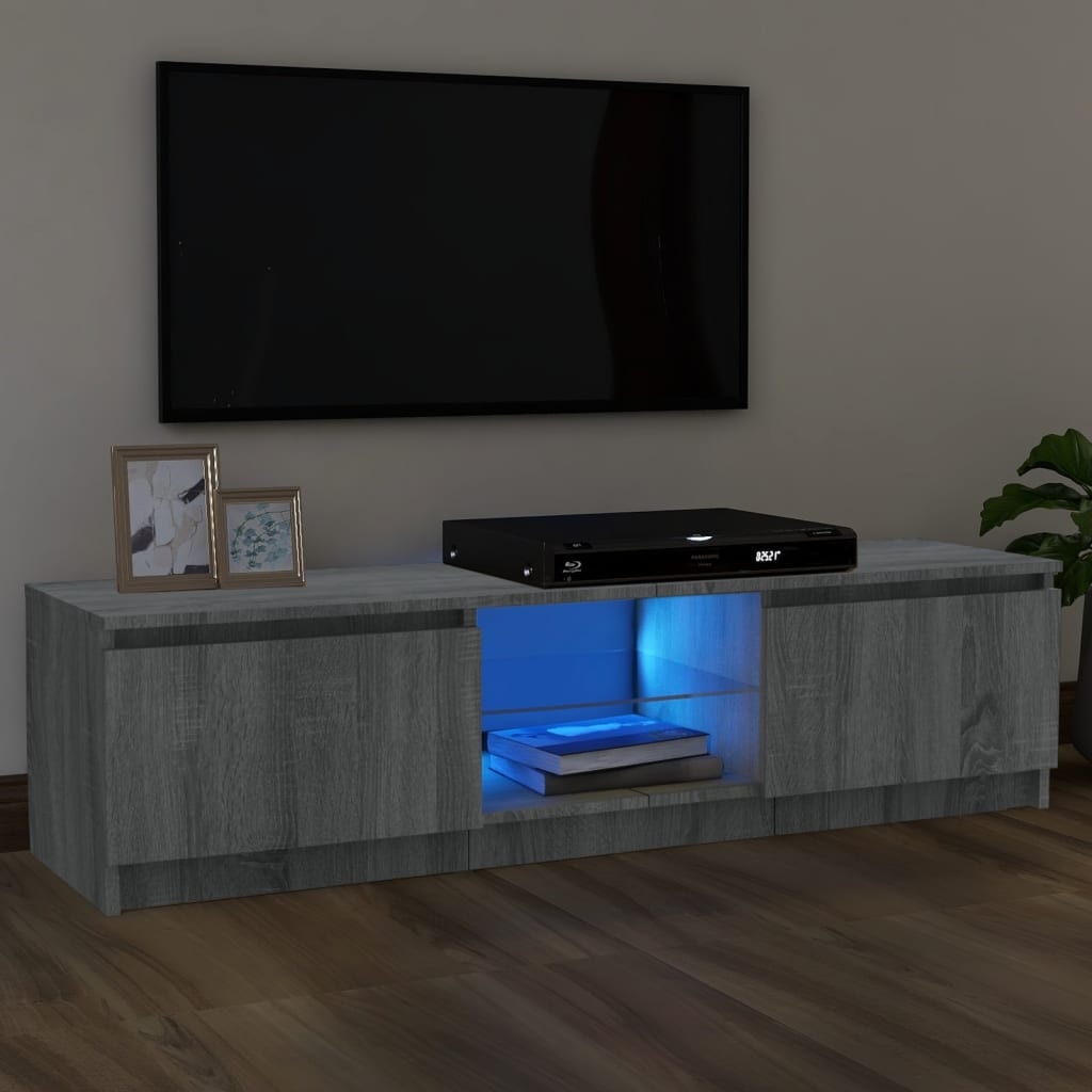 vidaXL Comodă TV cu lumini LED, gri sonoma, 120x30x36 cm vidaXL Comodă TV cu lumini LED, gri sonoma, 120x30x36 cm