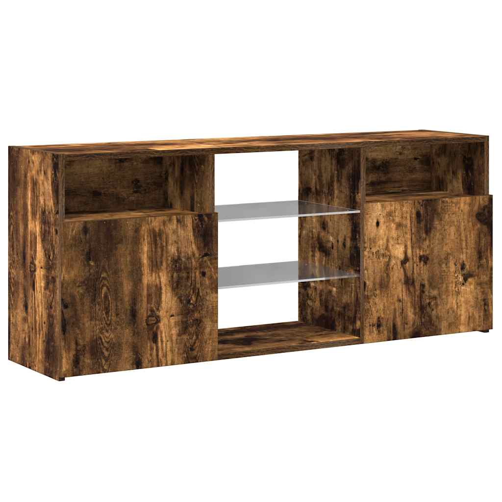 vidaXL Comodă TV cu lumini LED, stejar fumuriu, 120x30x50 cm
