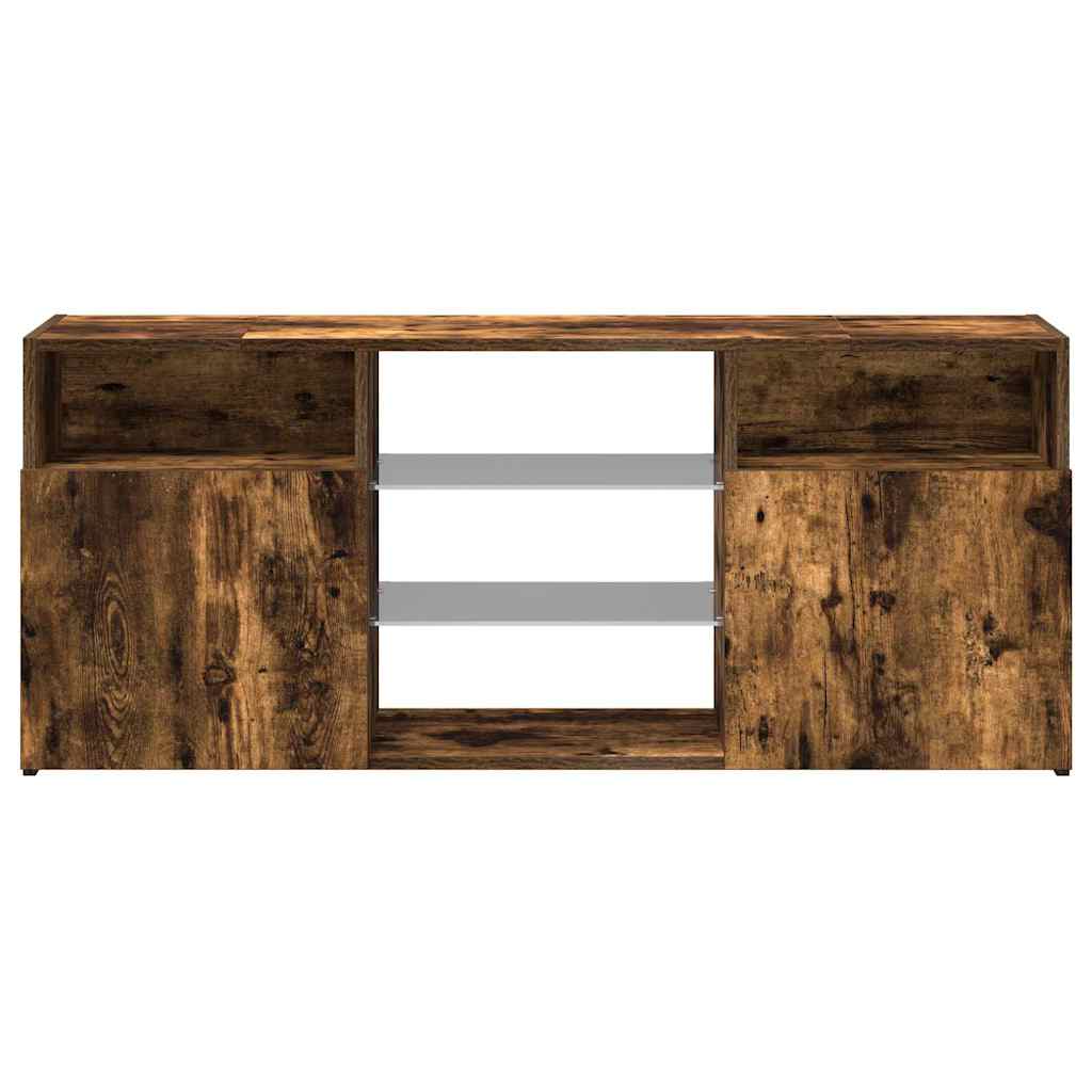 vidaXL Comodă TV cu lumini LED, stejar fumuriu, 120x30x50 cm
