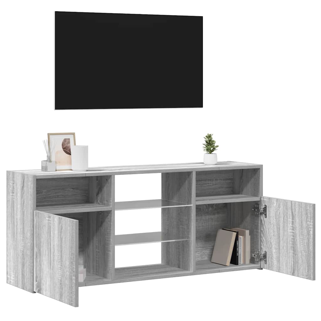 vidaXL Comodă TV cu lumini LED, gri sonoma, 120x30x50 cm vidaXL Comodă TV cu lumini LED, gri sonoma, 120x30x50 cm