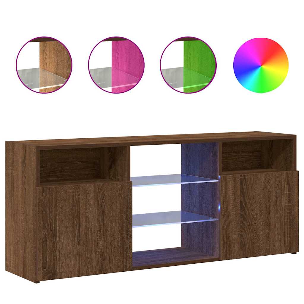 vidaXL Comodă TV cu lumini LED, stejar maro, 120x30x50 cm