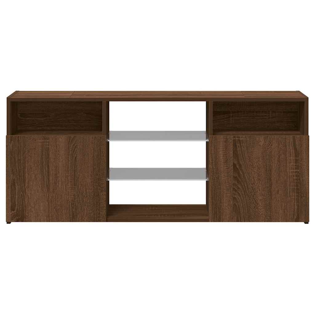 vidaXL Comodă TV cu lumini LED, stejar maro, 120x30x50 cm