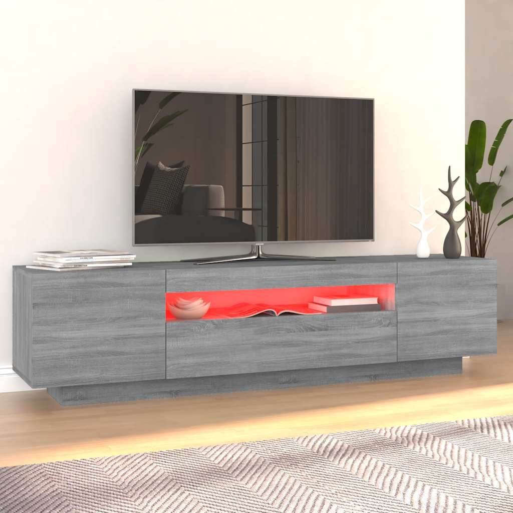 vidaXL Comodă TV cu lumini LED, gri sonoma, 160x35x40 cm vidaXL Comodă TV cu lumini LED, gri sonoma, 160x35x40 cm
