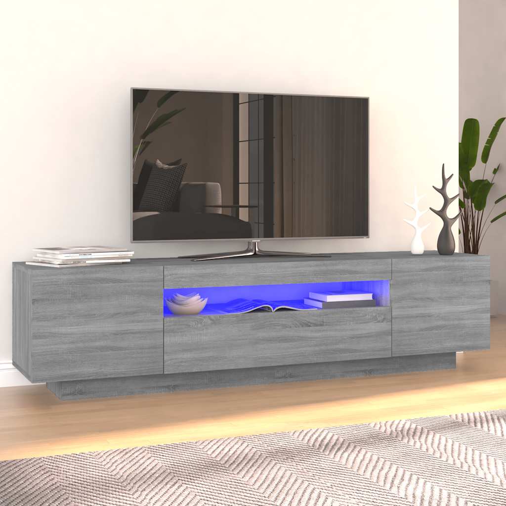 vidaXL Comodă TV cu lumini LED, gri sonoma, 160x35x40 cm vidaXL Comodă TV cu lumini LED, gri sonoma, 160x35x40 cm
