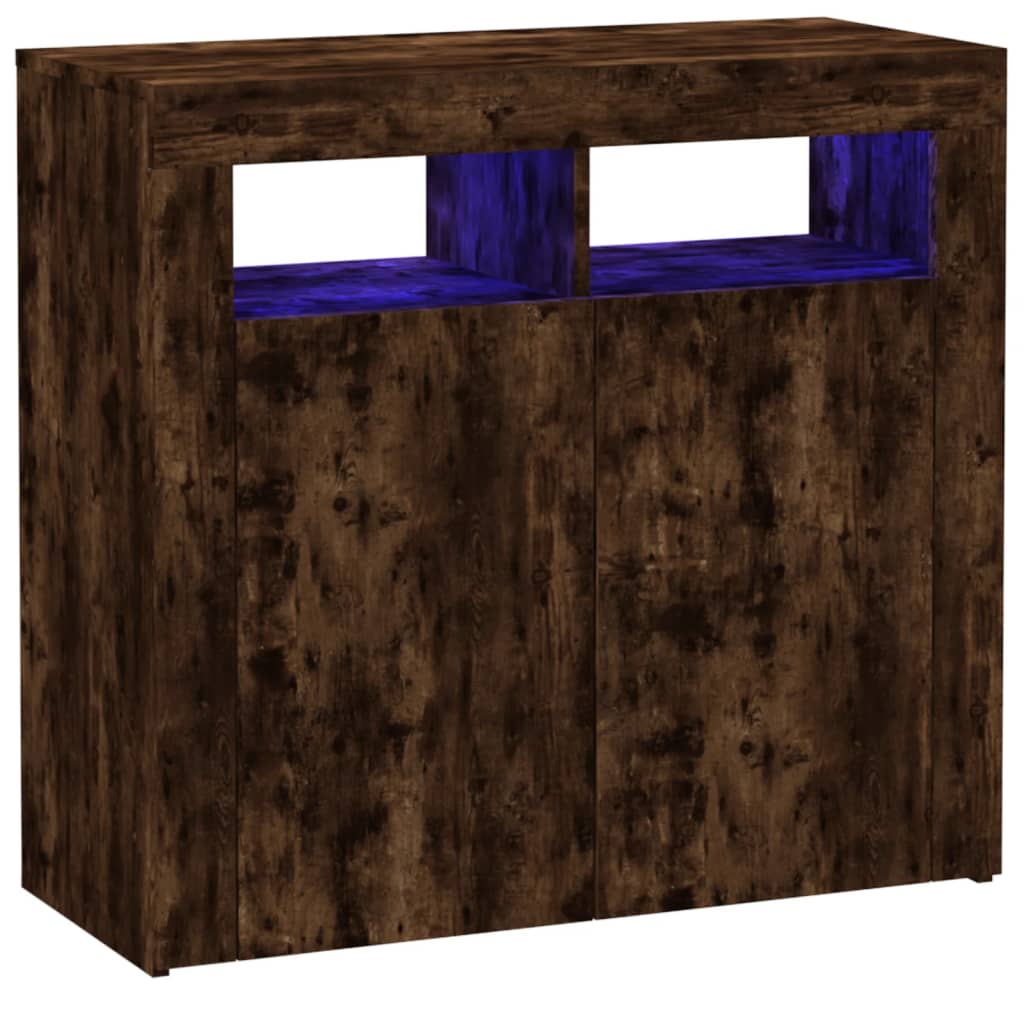 vidaXL Dulap cu lumini LED, stejar fumuriu, 80x35x75 cm vidaXL Dulap cu lumini LED, stejar fumuriu, 80x35x75 cm