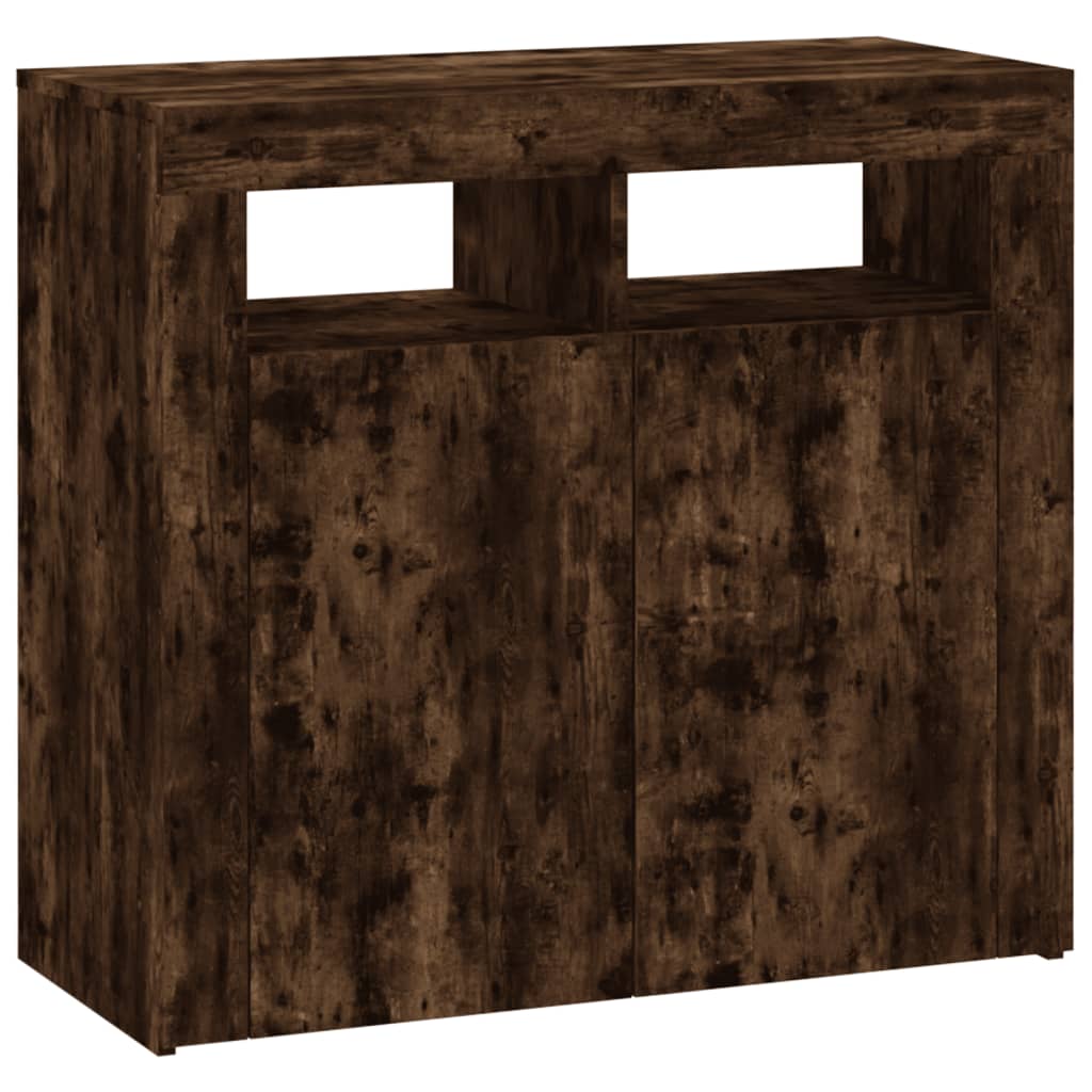 vidaXL Dulap cu lumini LED, stejar fumuriu, 80x35x75 cm vidaXL Dulap cu lumini LED, stejar fumuriu, 80x35x75 cm