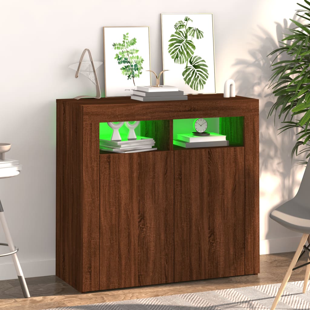 vidaXL Dulap cu lumini LED, stejar maro, 80x35x75 cm vidaXL Dulap cu lumini LED, stejar maro, 80x35x75 cm